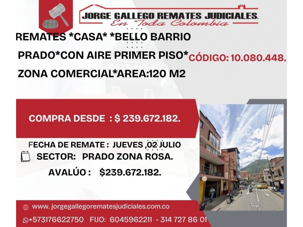 REMATES*CASA CON AIRE PRIMER PISO* ZONA COMERCIAL *BELLO PRADO *