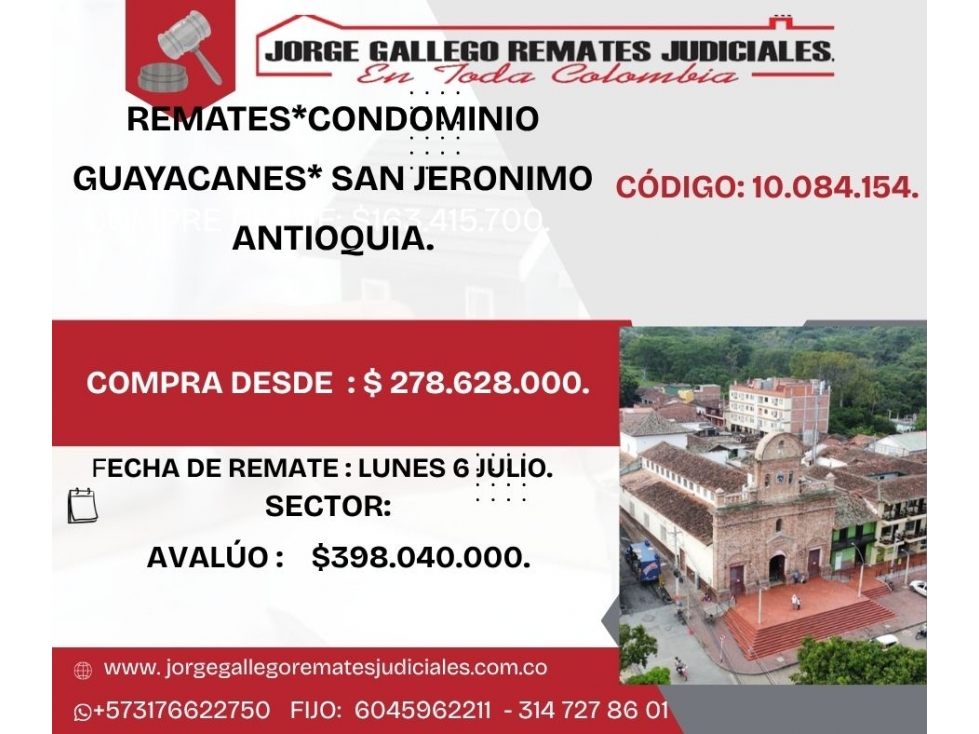 REMATES*CONDOMINIO GUAYACANES* SAN JERONIMO ANTIOQUIA.
