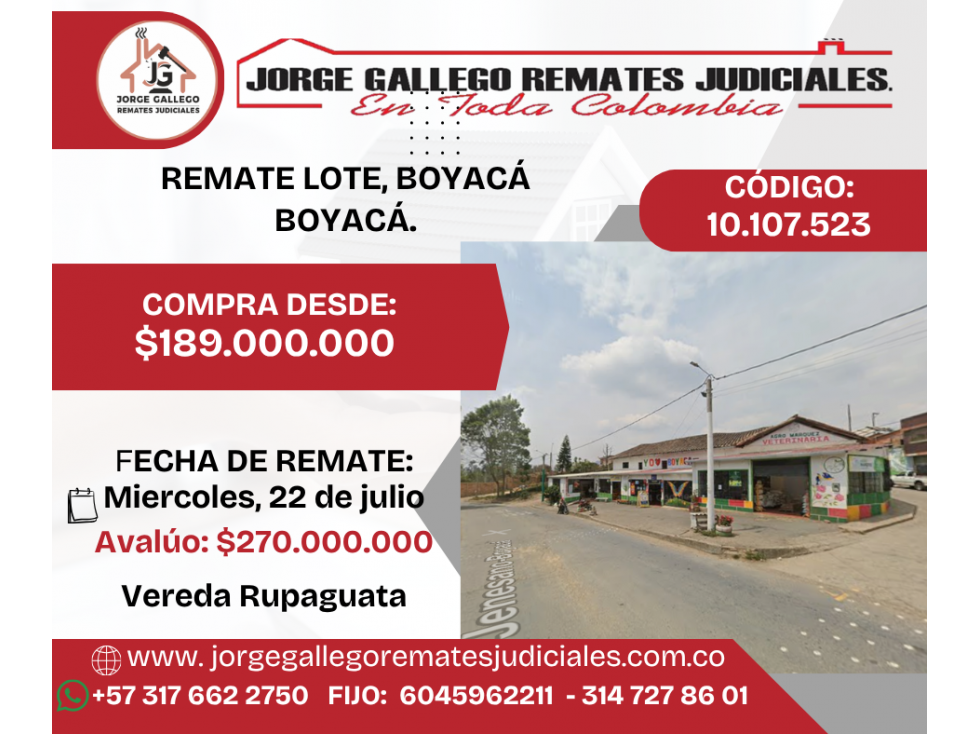 REMATE LOTE BOYACÁ, BOYACÁ - 1