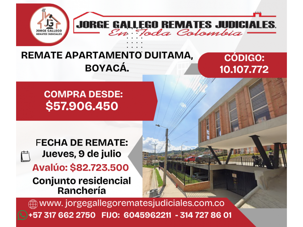 REMATE APARTAMENTO DUITAMA, BOYACÁ. - 1