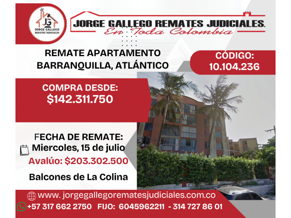 REMATE APARTAMENTO BARRANQUILLA ATLANTICO