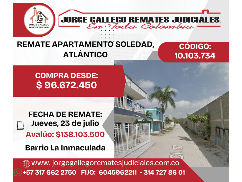 REMATE APARTAMENTO SOLEDAD, ATLÁNTICO