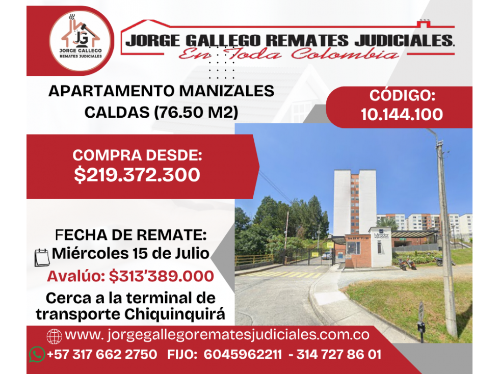 REMATE APARTAMENTO 76.50 M2. MANIZALES CALDAS — foto 2