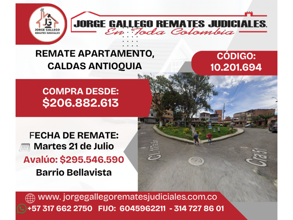 REMATE APARTAMENTO, CALDAS ANTIOQUIA