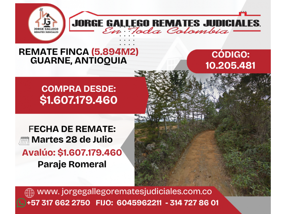 FINCA EN GUARNE ANTIOQUIA 5894m2