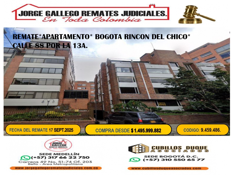 REMATE*APARTAMENTO* BOGOTA RINCON DEL CHICO*