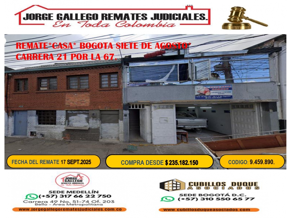 REMATE*CASA* BOGOTA SIETE DE AGOSTO*