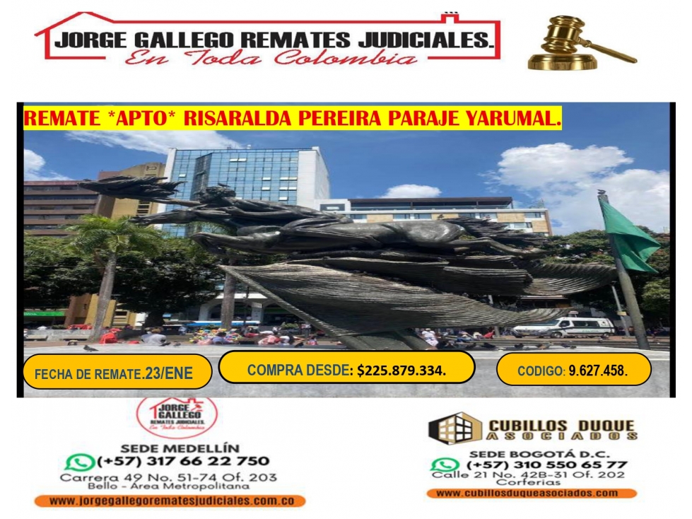 REMATE *APTO* RISARALDA PEREIRA.