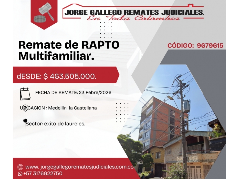 Remate*APTO Multifamiliar*Medellin la Castellana.