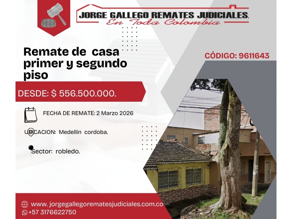 REMATE *CASA PRIMER Y SEGUNDO PISO* MEDELLIN BARRIO CORDOBA. — foto 2