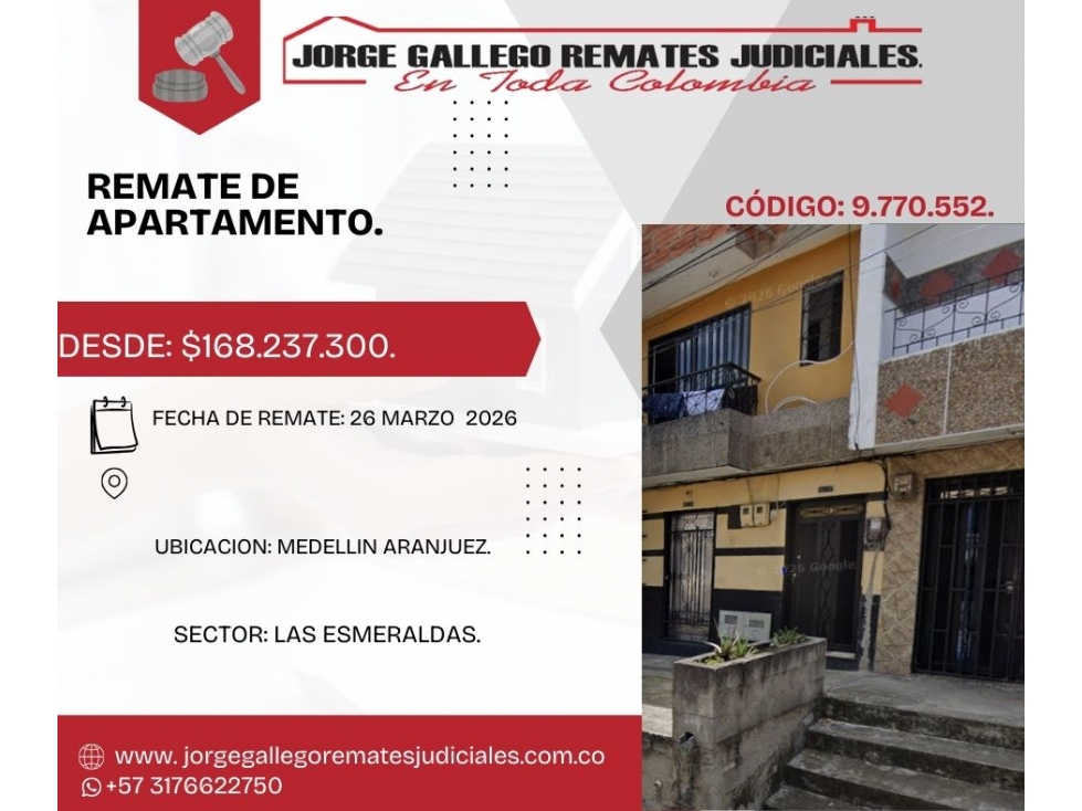 Remate*Apto* Medellin Aranjuez.
