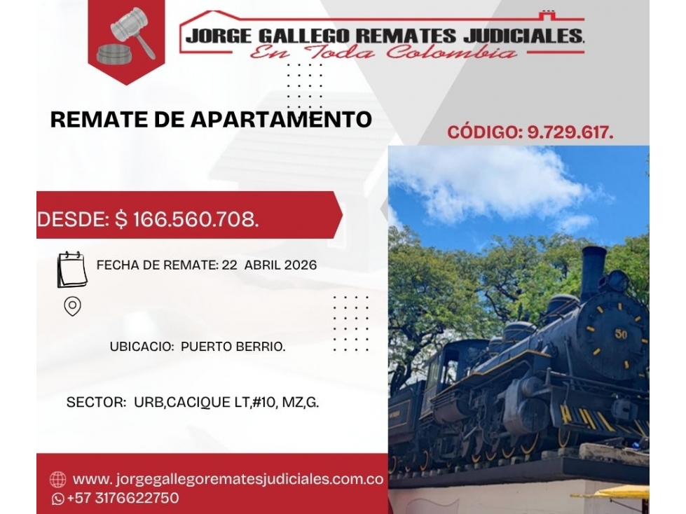 Remate*Apto* Puerto Berrio URB Cacique.