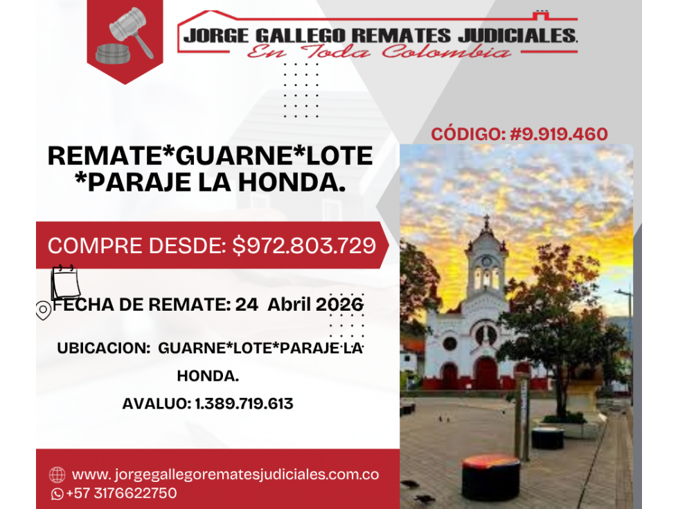 REMATE*GUARNE*LOTE *PARAJE LA HONDA.
