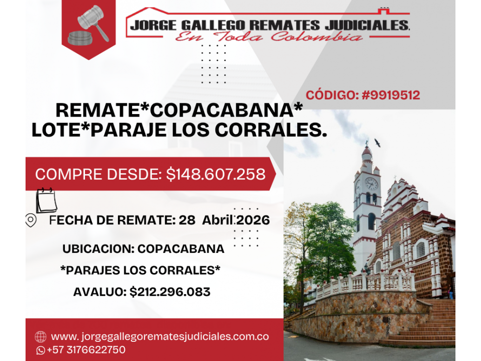 REMATE*COPACABANA* LOTE*PARAJE LOS CORRALES.