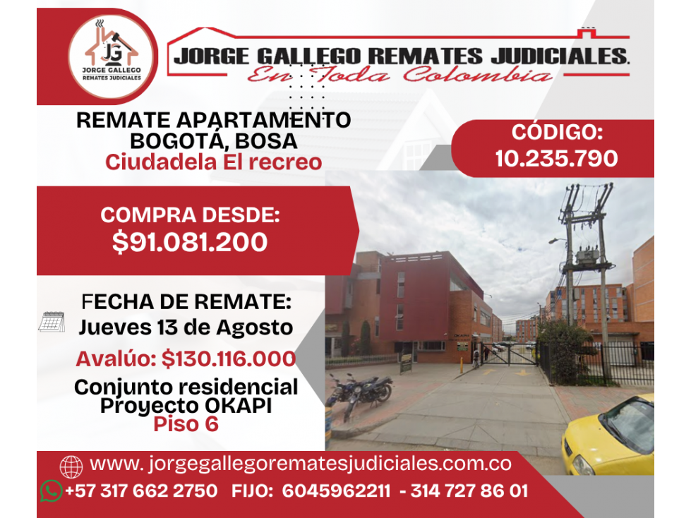 REMATE APARTAMENTO BOGOTÁ, BOSA, Ciudadela el Recreo — foto 2