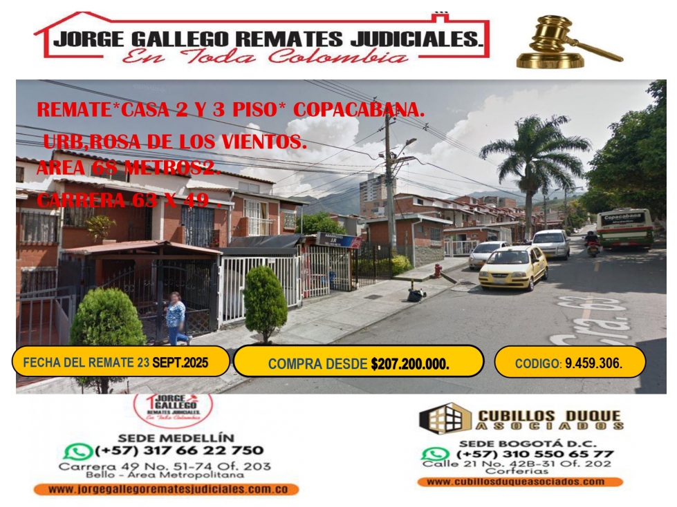 REMATE *APTO 2Y 3 PISO* COPACABANA URB,ROSA DE LOS VIENTOS.