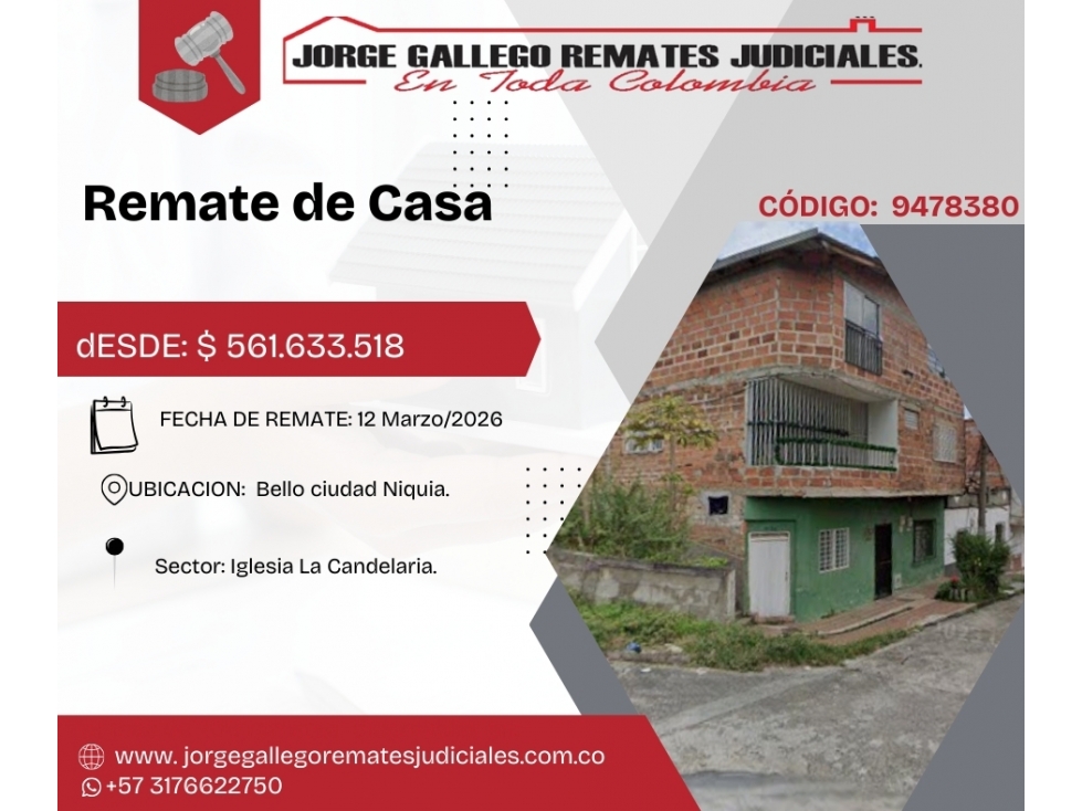REMATE *APTO* BELLO CIUDAD NIQUIA.