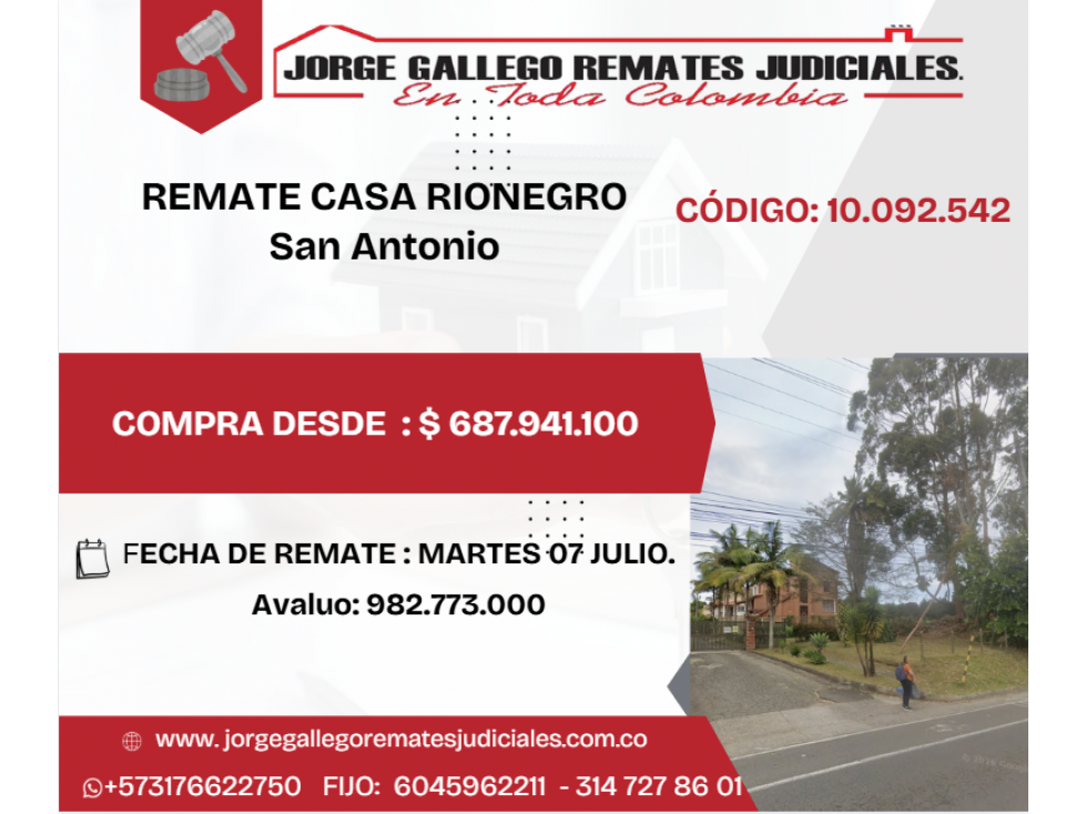 REMATE CASA RIONEGRO SAN ANTONIO