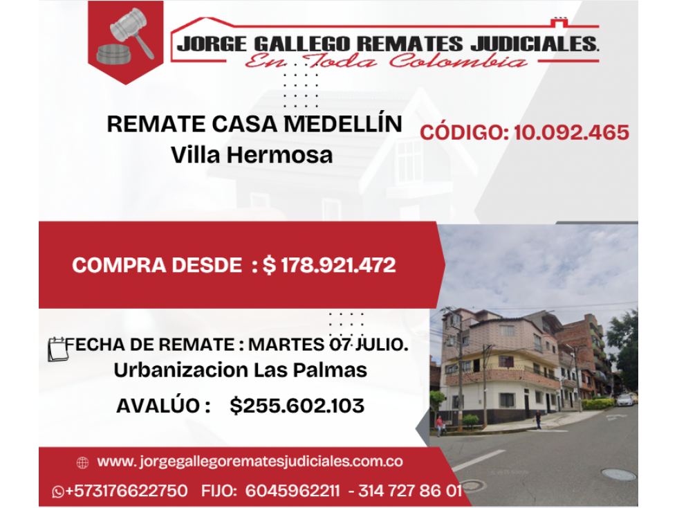REMATE CASA MEDELLÍN VILLA HERMOSA