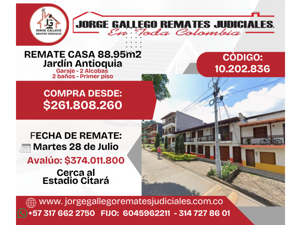 REMATE CASA JARDIN ANTIOQUIA