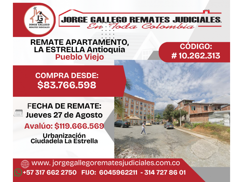 REMATE APARTAMENTO, LA ESTRELLA Antioquia