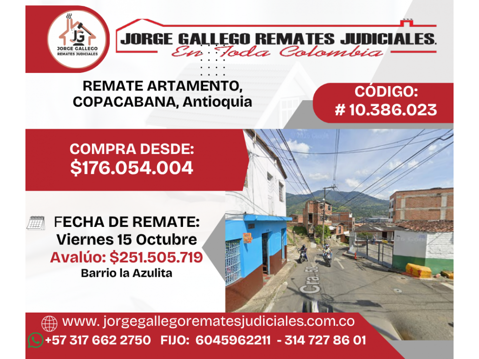 REMATE APARTAMENTO, COPACABANA, Antioquia. Barrio la Azulita