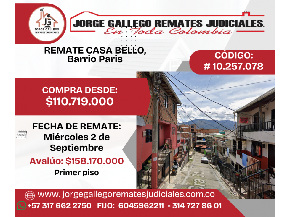 REMATE CASA BELLO, barrio Paris