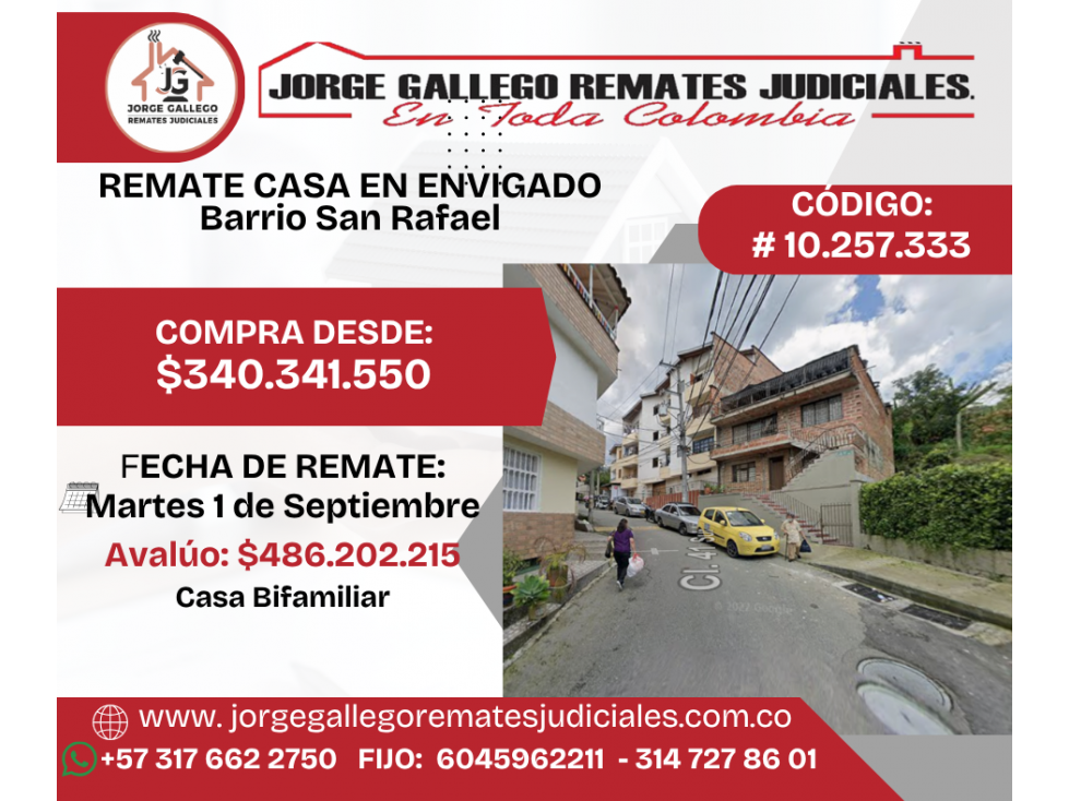 REMATE CASA EN ENVIGADO BARRIO SAN RAFAEL
