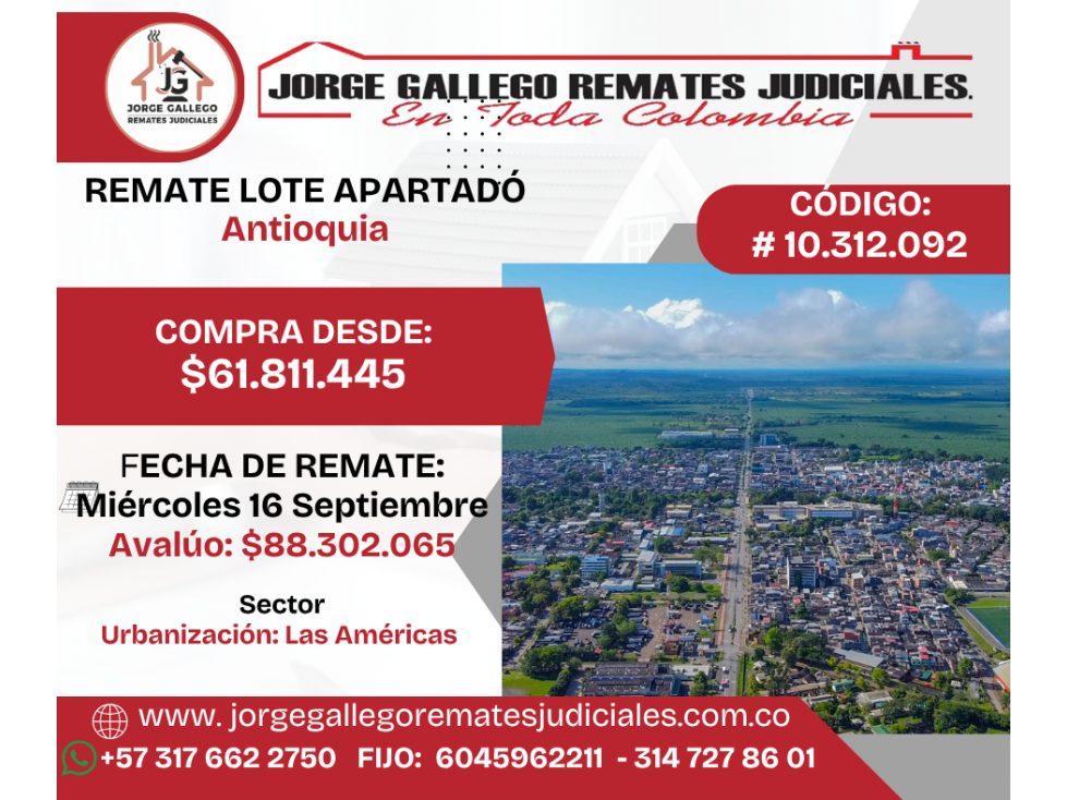 REMATE LOTE APARTADÓ, Antioquia - 1