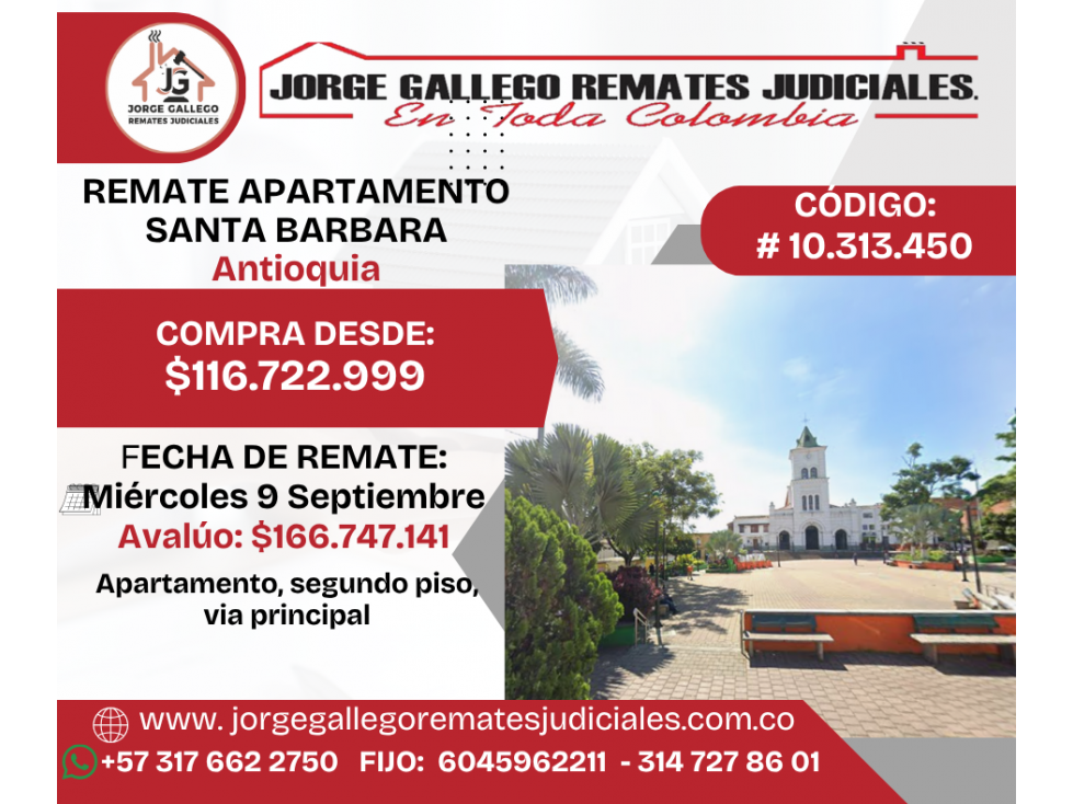 REMATE APARTAMENTO SANTA BARBARA Antioquia