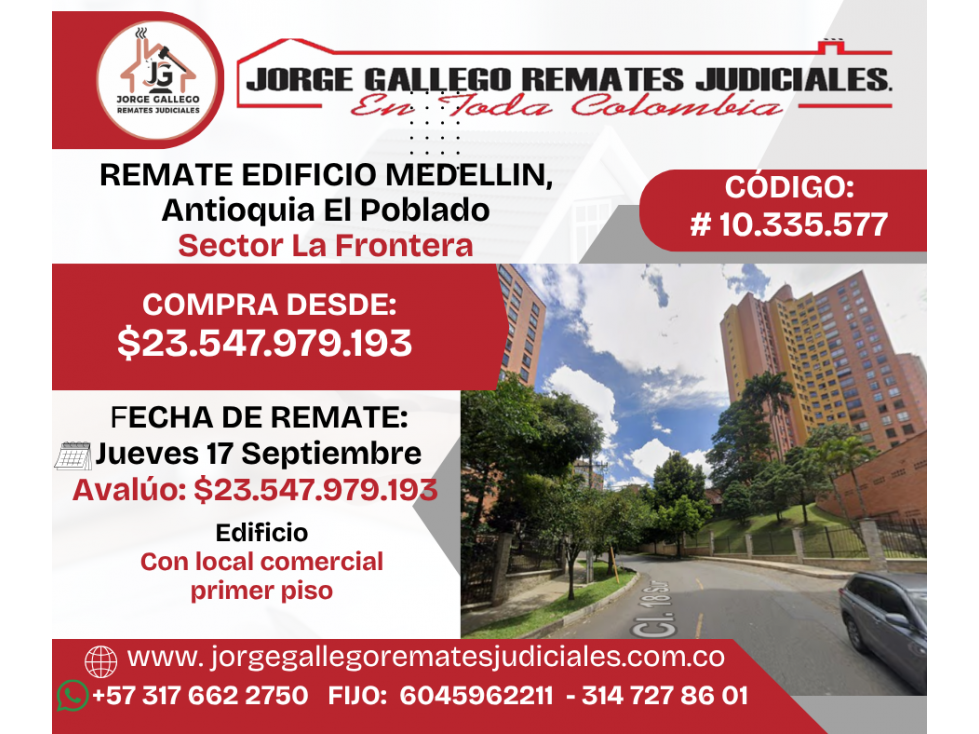 REMATE EDIFICIO MEDELLIN, Antioquia El Poblado