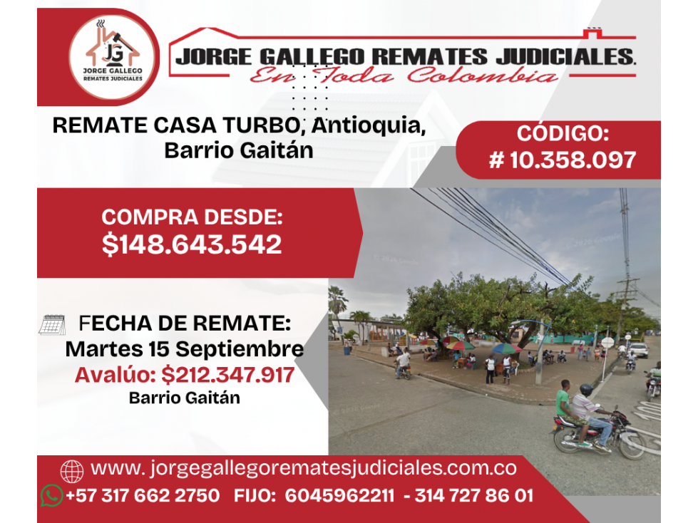 REMATE CASA TURBO, Antioquia, Barrio Gaitán