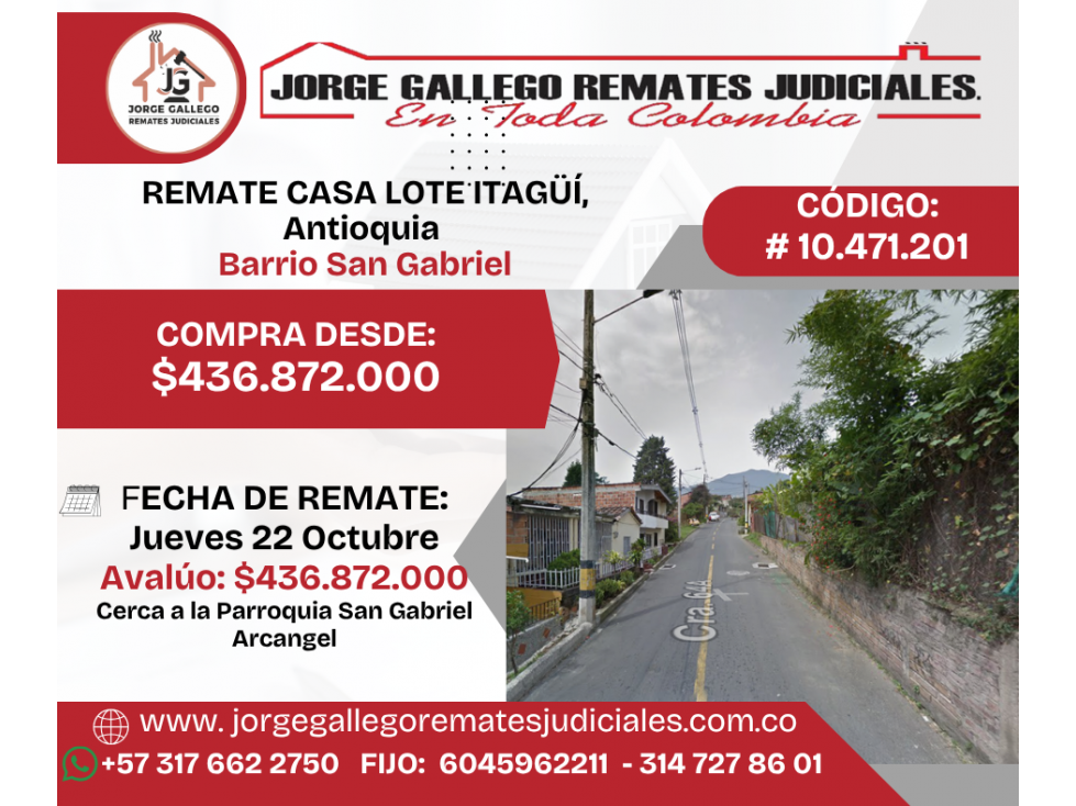 REMATE CASA LOTE ITAGÜÍ, Antioquia