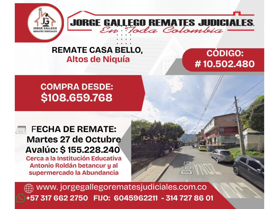 REMATE APARTAMENTO BELLO, Altos de Niquía