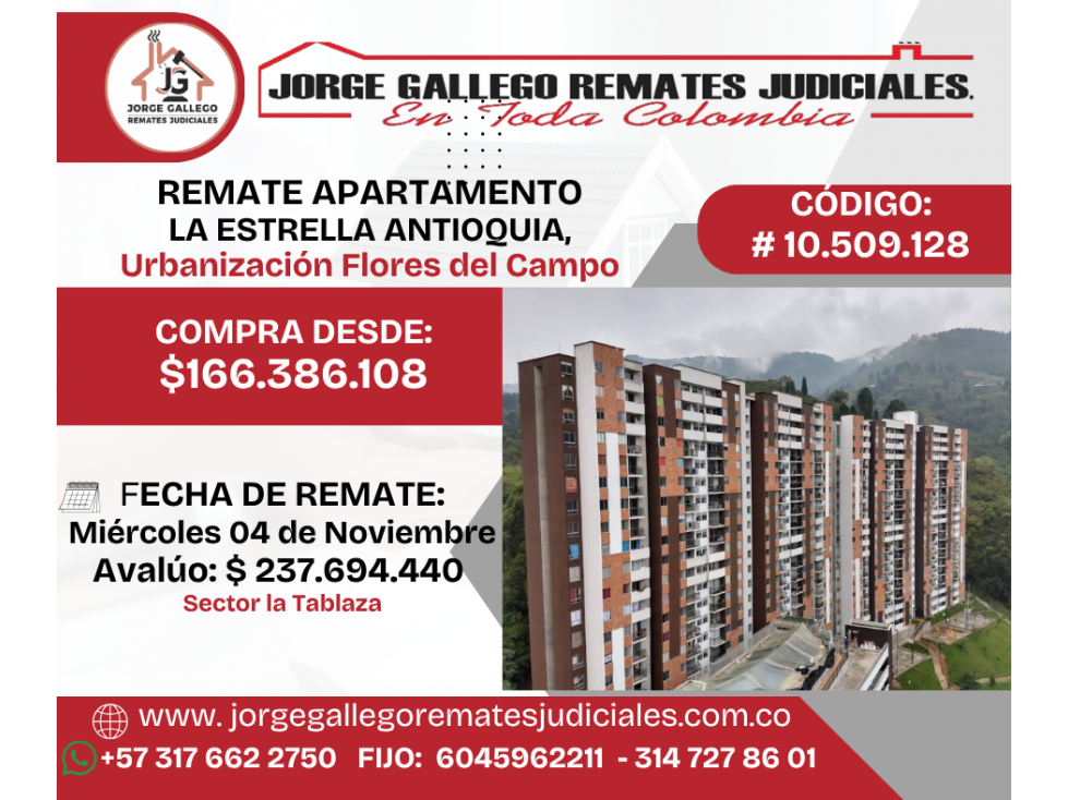 REMATE APARTAMENTO LA ESTRELLA ANTIOQUIA, - 1