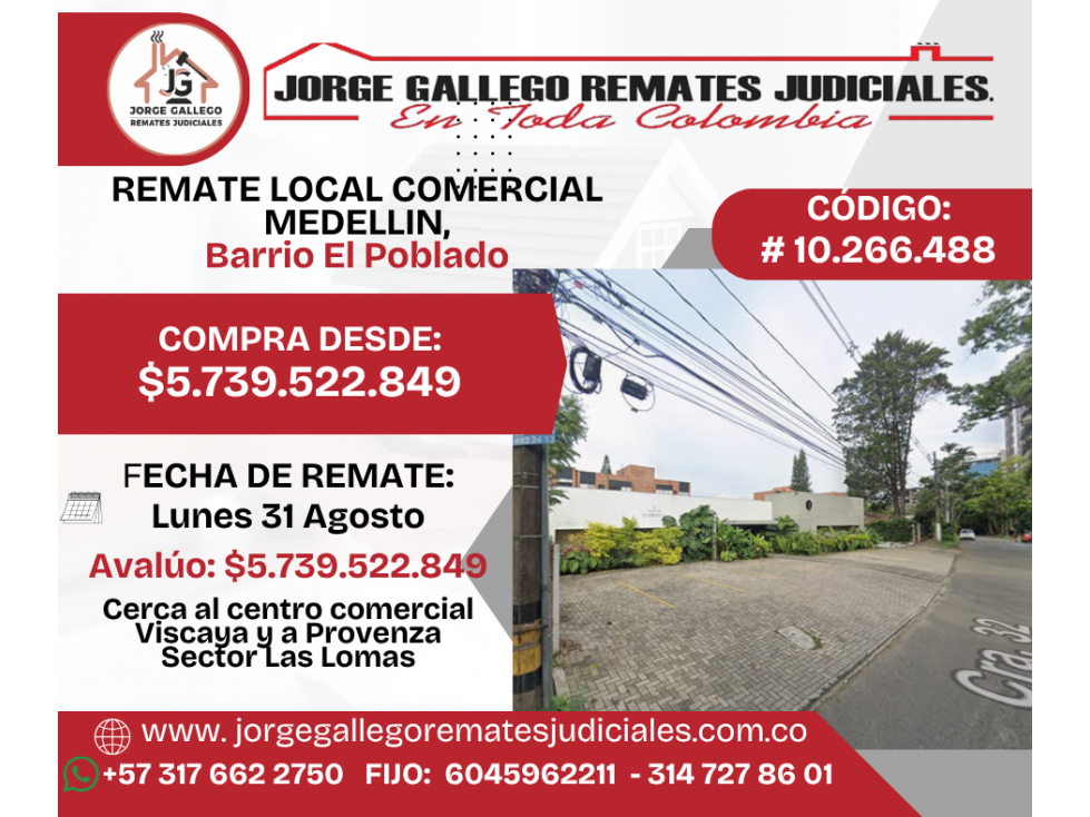REMATE LOCAL COMERCIAL MEDELLIN, El Poblado