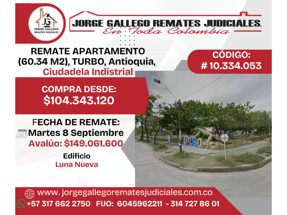 REMATE APARTAMENTO (60.34 M2), TURBO, Antioquia