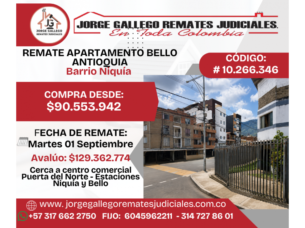 REMATE APARTAMENTO BELLO ANTIOQUIA - Niquía