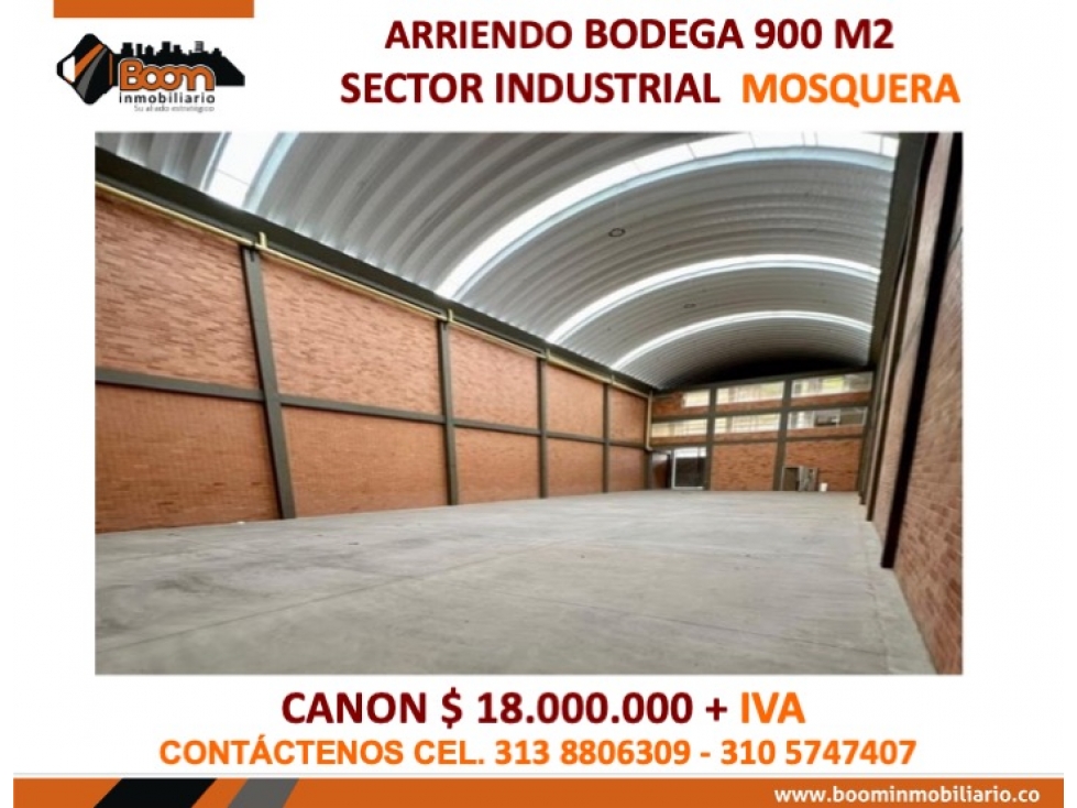 ARRIENDO BODEGA 900 M2 SECTOR INDUSTRIAL MOSQUERA - 1