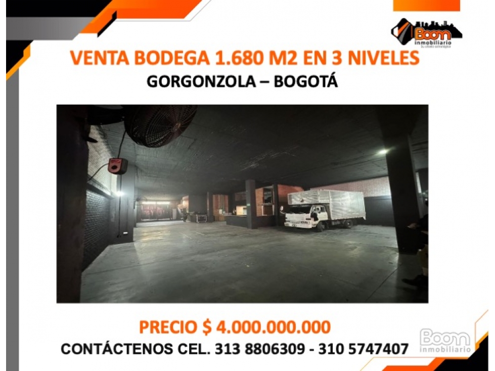 VENTA BODEGA 1.680 M2 EN 3 NIVELES - GORGONZOLA