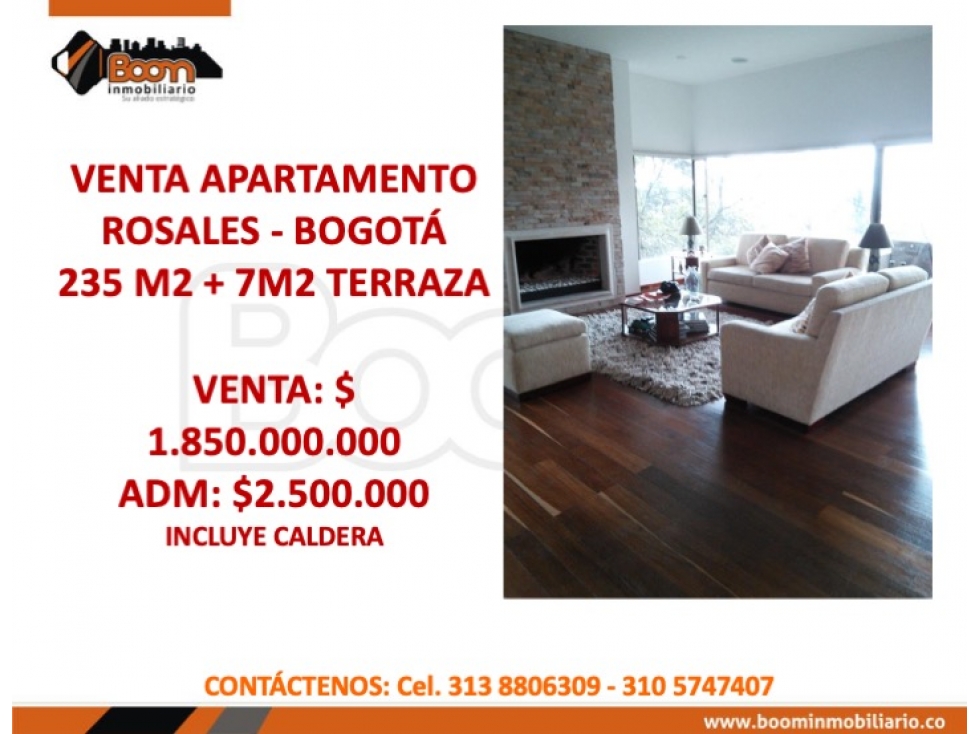 VENTA APARTAMENTO ROSALES - BOGOTÁ 235 M2 + 7 M2 TERRAZA