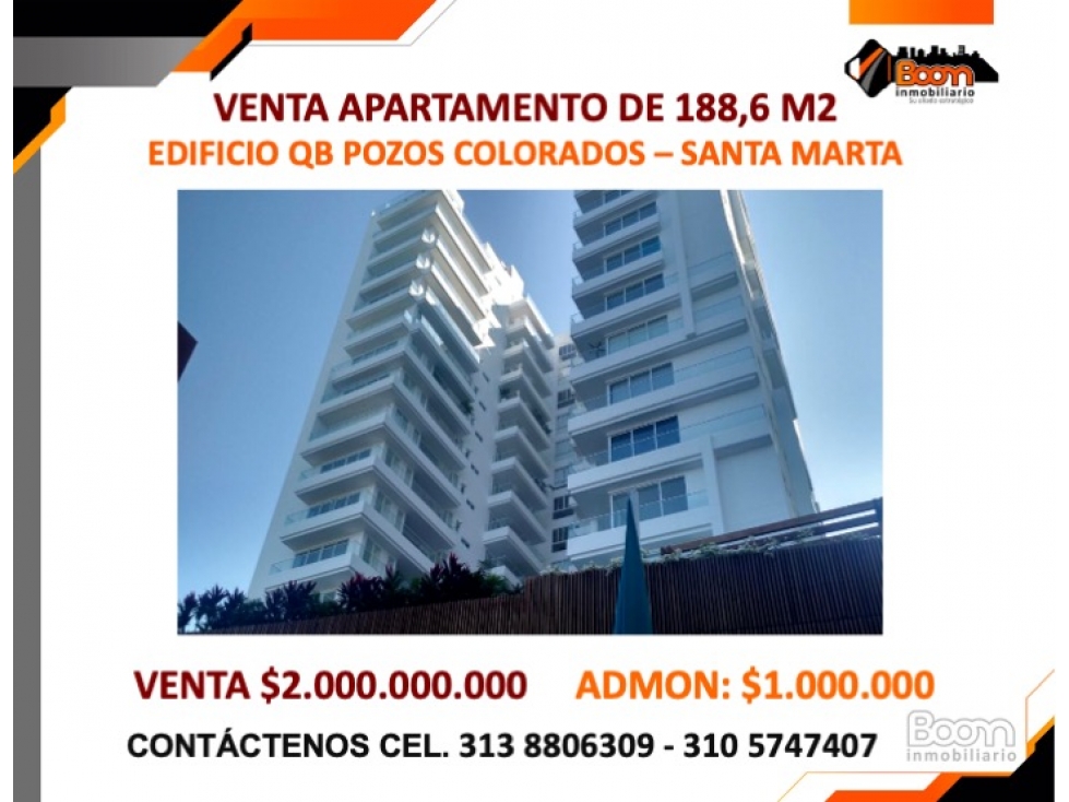VENTA APARTAMENTO DE 188 M2 EDIFICIO QB POZOS COLORADOS