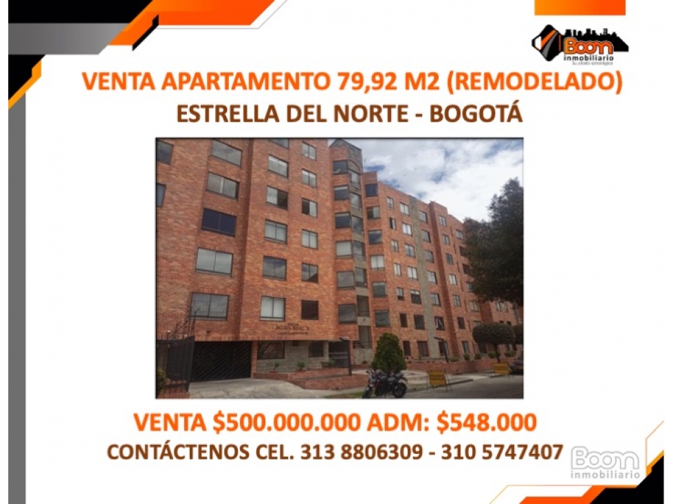 VENTA APARTAMENTO 79,92 M2 (REMODELADO) ESTRELLA DEL NORTE - BOGOTÁ