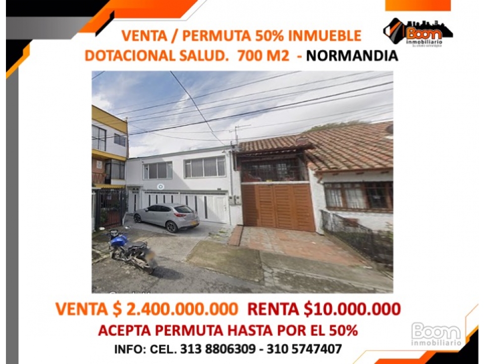VENTA / PERMUTA 50% INMUEBLE DOTACIONAL SALUD 700 M