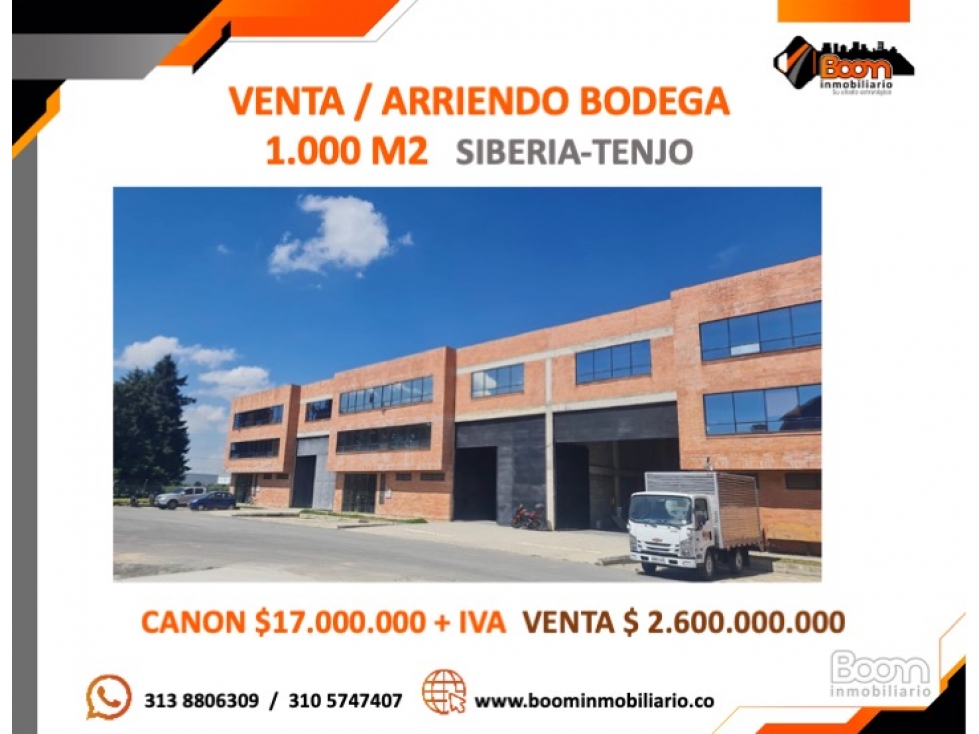 VENTA / ARRIENDO BODEGA 1.000 M2 SIBERIA-TENJO - 1