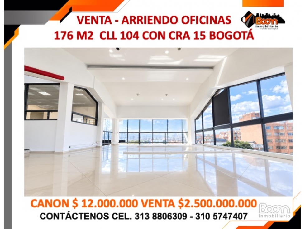 VENTA - ARRIENDO OFICINAS 176 M2 CLL 104 CON CRA 15