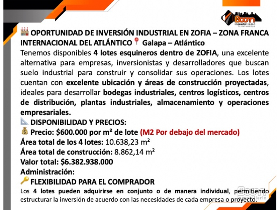 VENTA 4 LOTES INDUSTRIALES ZONA FRANCA ZOFIA - 2