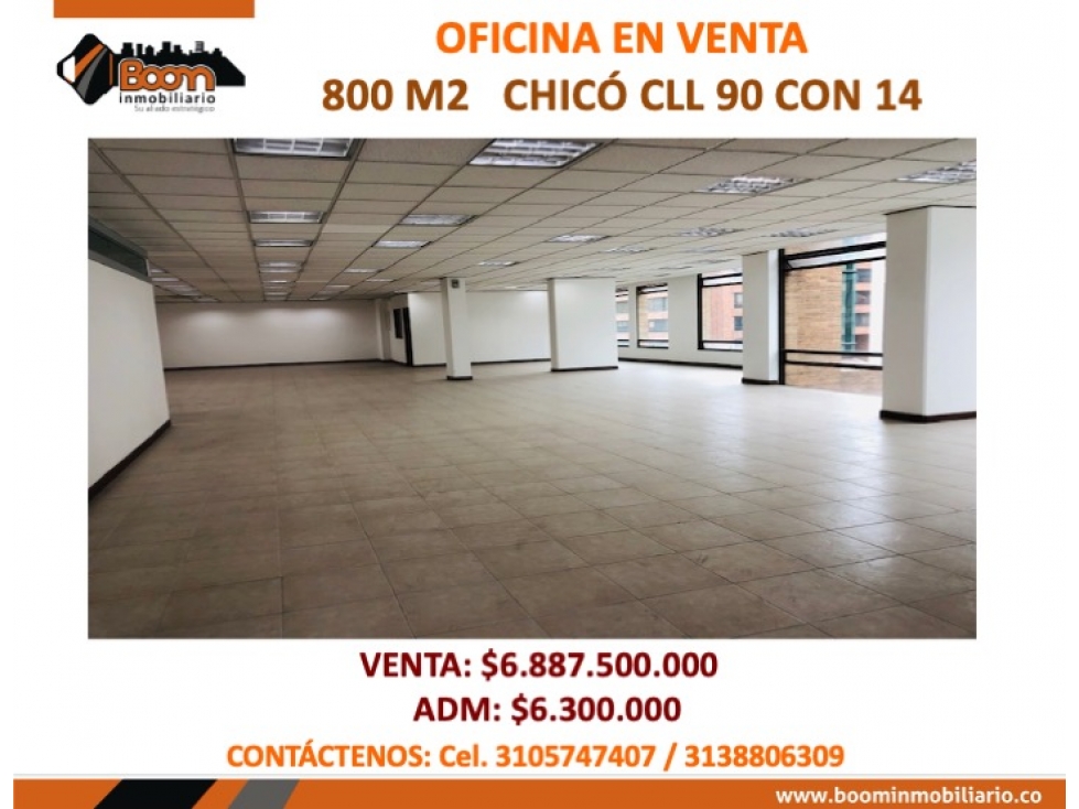 ARRIENDO O VENTA OFICINAS 800 M2 EN CALLE 90 -CHICO