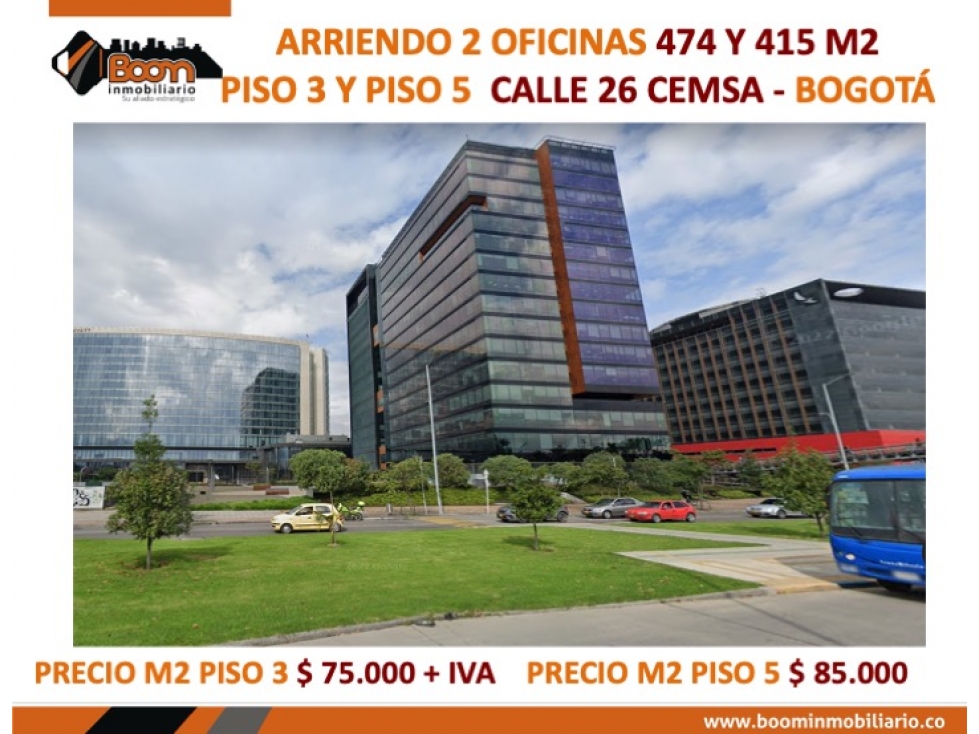 ARRIENDO DOS OFICINAS 474 Y 415 CLL 26 CEMSA