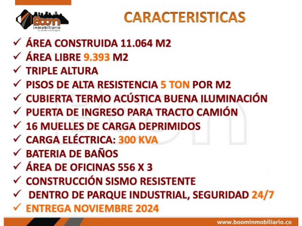 ARRIENDO BODEGA 11.064 M2 PARQUE INDUSTRIAL TOCANCIPÁ - 2